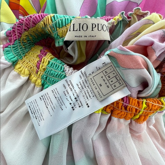 EMILIO PUCCI ORANGE PINK MULTI CHAIN SUNDRESS 9HWG30 SIZE IT42 / US 8 NWOTS! - Picture 17 of 17